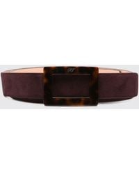 Roger Vivier - Adjustable Suede Calfskin Belt With Engraved Logo Buckle - Lyst