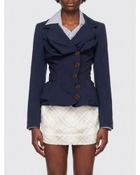Vivienne Westwood - Short Double-Breasted Draped Wool Blazer - Lyst
