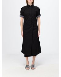 Loewe - Asymmetric Hem Silk And Cotton Wrap Midi Shirt Dress - Lyst