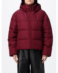 DISCLAIMER - Quilted Short Puffer Jacket With Hood And Funnel Neck - Lyst