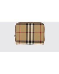 Burberry - Cartera Continental Con Cremallera De Algodón Revestido Vintage Check - Lyst