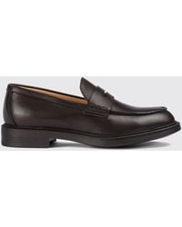 Doucal's - Smooth Calfskin Penny Loafers With Rubber Sole - Lyst