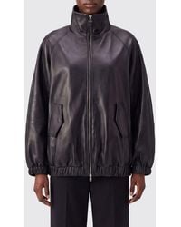 Brunello Cucinelli - Relaxed Fit Lambskin Leather Bomber Jacket With High Neck - Lyst