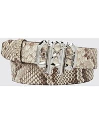 Philipp Plein - Python-Print Snakeskin Leather Belt With Monogram Buckle - Lyst