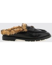 Pinko - Nora Shearling-Lined Leather Loafer Mules With Love Birds Logo - Lyst
