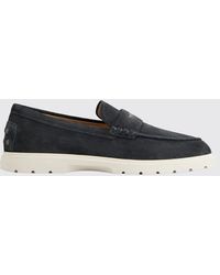 Tod's - Suede Leather Loafers With Strap And Engraved Logo - Lyst