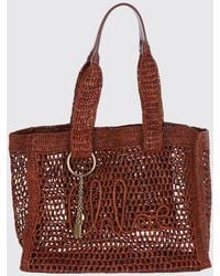 Chloé - Chlo&Eacute Summer Banana Crochet Raffia Tote Bag With Embroidered Logo - Lyst
