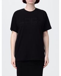 Elisabetta Franchi - Cotton T-Shirt With Embroidered Logo - Lyst