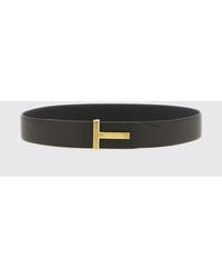 Tom Ford - Reversible Calfskin Leather Belt With T Logo Buckle - Lyst