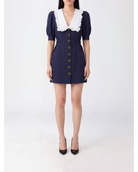 Alessandra Rich - Silk Chemisier Mini Dress With Ruffled Collar - Lyst