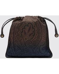 Etro - Mini Nylon Bucket Bag With Paisley Print And Pegaso Logo - Lyst