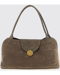 Versace - Medium Suede Shoulder Bag With Medusa Hardware And Double Handle - Lyst
