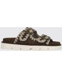 Mou - New Bio Suede Sandals With Topstitching - Lyst