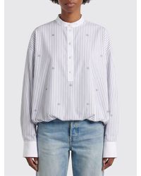 Gucci - Striped Cotton Shirt With Gg Monogram - Lyst