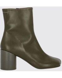 MM6 by Maison Margiela - Anatomic Leather Ankle Boots With Cylindrical Heel - Lyst