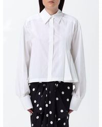 Sportmax - Pleated Relaxed Fit Cotton Shirt With Dropped Shoulders - Lyst