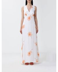 Mar De Margaritas - Long Viscose Dress With Floral Print - Lyst