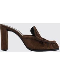 Saint Laurent - Le Loafer Suede Mules With High Block Heel And Ysl Logo - Lyst