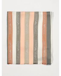 Emporio Armani - Striped Modal Blend Scarf With Jacquard Logo - Lyst