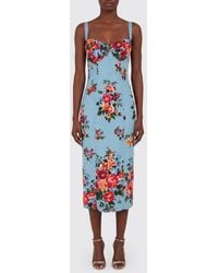 Dolce & Gabbana - Dolce &Amp Gabbana Floral Print Silk Blend Midi Dress - Lyst