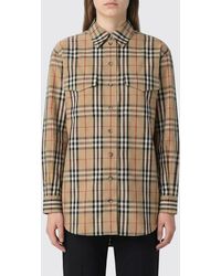 Burberry - Camicia Di Cotone Check Lunga - Lyst