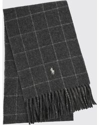 Polo Ralph Lauren - Check Wool Blend Scarf With Pony Logo And Fringed Hem - Lyst