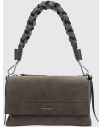 Coccinelle - Boheme Suede Shoulder Bag With Woven Handle - Lyst