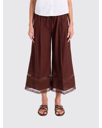 Twinset - Cotton Blend Cropped Trousers - Lyst
