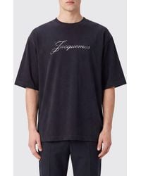 Jacquemus - Crew Neck Cotton Blend T-Shirt With Printed Contrast Logo - Lyst