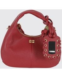 Ganni - Mini Grained Leather Hobo Bag - Lyst