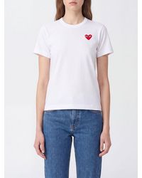 COMME DES GARÇONS PLAY - Comme Des Gar&Ccedil	Ons Play Contrast Logo Cotton Crew-Neck T-Shirt - Lyst