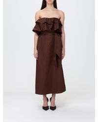 Hanita - Cotton Poplin Midi Dress With Ruffles - Lyst