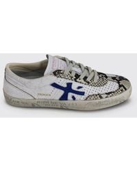 Premiata - David Leather Trainers With Python-Effect And Crackled Inserts - Lyst
