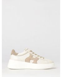 Hogan - Rebel H562 Leather And Suede Platform Sneakers With H Logo - Lyst