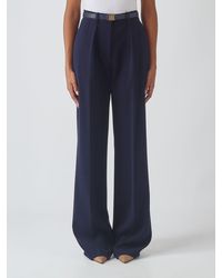 Elisabetta Franchi - High-Waisted Wide-Leg Crêpe Trousers With Logo Belt - Lyst