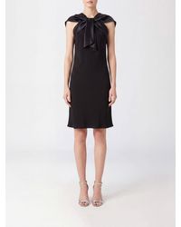 Alberta Ferretti - Off-The-Shoulder Satin Sheath Midi Dress With Boat Neck - Lyst