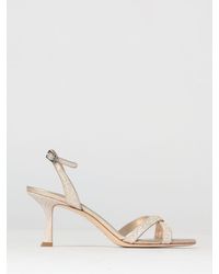 Jimmy Choo - Elsy Laminated Leather And Glitter Sandals - Lyst