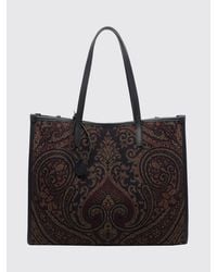 Etro - Paisley Cotton Canvas Tote Bag With Double Handles And Pegaso Logo - Lyst