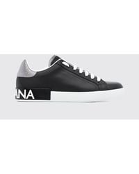 Dolce & Gabbana - Dolce &Amp Gabbana Portofino Smooth Calfskin Low-Top Sneakers With Logo - Lyst