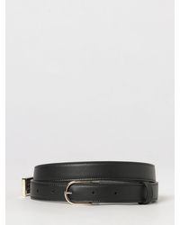 Victoria Beckham - Dorian Slim Leather Belt With Monogram Buckle - Lyst