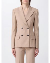 Sportmax - Slim Fit Double-Breasted Virgin Wool Blazer With Peak Lapels - Lyst