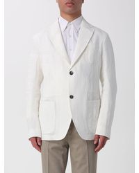 Emporio Armani - Single-Breasted Linen Blazer - Lyst