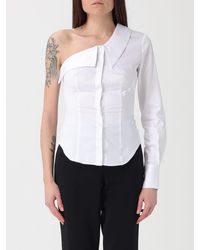 Elisabetta Franchi - One-Shoulder Stretch Cotton Shirt - Lyst