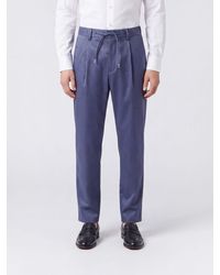 Herno - Slim Fit Cotton Trousers With Drawstring Waist And Belt Loops - Lyst