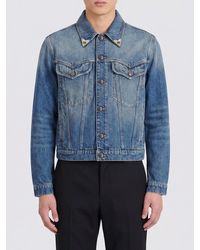 Versace - Cotton Denim Shirt Jacket With Patch Pockets - Lyst