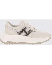 Hogan - Hi-Fi Nubuck And Pony-Effect Leather Sneakers With Animal Print And Chunky Sole - Lyst