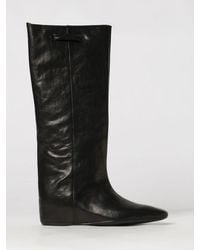 Paloma Barceló - Judith Nappa Leather Knee-High Boots With Square Toe And Wedge - Lyst
