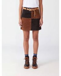 La Martina - High-Waisted Check Suede Leather Pencil Midi Skirt - Lyst