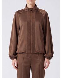 Twinset - Cropped Polyester Bomber Jacket With Balloon Sleeves - Lyst