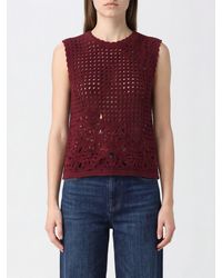 FRAME - Off-The-Shoulder Crochet Cotton Top With Crew Neck - Lyst